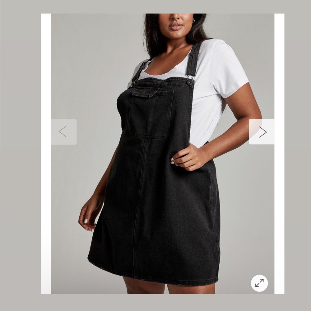 Cotton On black denim overall dress
